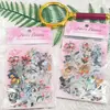 50 Piezas de Pegatinas de Papel de Plata con Temática de Flores, Materiales Artísticos Estilo Ins para Decoración de Collage de Mascotas de Diario DIY
