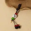 Chaveiro de Carro Pingente Flor de Ameixeira Madeira de Pêssego Cordão Semi-Acabado Tecido à Mão Fivela Viva Acessórios Argola Aberta Pregos de Chifre