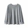 Moletom casual estilo coreano com textura, bordas desfiadas, blocos de cor, falso duas peças, gola redonda, para mulheres, peça externa para o início do outono, top casual e que afina