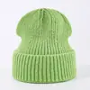 Novo Estilo de Chapéu de Tricô para Outono e Inverno, Modelo Adulto, Cor Sólida Simples, Gorro Quente Pulôver, Chapéu de Lã Versátil, Personalizável