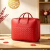 Saco de armazenamento para colcha de casamento, vermelho, grande capacidade, conjunto de quatro peças de colchas para o enxoval da noiva, com alça para facilitar o transporte