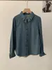 Omalai Design Inspirado Lapela Único Botão Manga Longa Jeans Camisa Início da Primavera Novo Cardigã Cor Sólida Top 6293