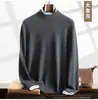 Suéter de Cachemira de Cuello Alto Medio para Hombre, Cálido para Otoño e Invierno, Talla Grande, Casual, Color Sólido, Camisa Base de Punto