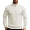 Moletom masculino com zíper parcial e gola alta, top de outono com design de manga raglan, moletom casual pullover de corte justo