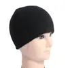 Gorro Sem Aba Preto Chapéu de Lã Acrílica Chapéu de Tricô Listrado Outono e Inverno Cor Sólida Chapéu para Clima Frio Chapéu de Tricô Liso