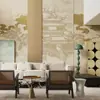Nuevo Estilo Chino Estilo Antiguo Pabellón Papel Tapiz Sala de Estar Pared de Fondo Papel Tapiz Hotel de Alta Gama Dormitorio Mesita de Noche Decoración Mural Revestimiento de Pared