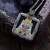 Prata Esterlina S925 Zikiram Diamante Incrustado Thangka Buda Quadrado Pingente Xizang Retro Moda Indústria Pesada Alto Padrão Atacado