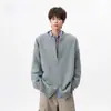 Cardigan suéter retrô estilo americano com zíper duplo, nova coleção de outono, unissex, modelagem solta, top de malha simples com uma vibe relaxada