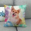 Perro Corgi Especial Transfronterizo para Cálido Dibujo Animado Funda de Almohada de Lino para Sofá Cama Mesita de Noche Funda de Cojín 922
