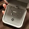 Collar de Plata de Ley S925 con Ágata Negra de Trébol de Cuatro Hojas para Mujer, Estilo Coreano, Lujo Ligero, Cadena de Clavícula de Gama Alta, Colgante Elegante de Trébol de la Suerte