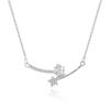 Collar de plata de ley S925 con forma de meteorito sonriente para mujer, cadena de clavícula con incrustaciones de diamantes y estrellas, ligero, de alta gama, nuevo