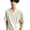 Camiseta Masculina Refrescante no Estilo Old Money com Gola V, Mangas Curtas, Estilosa e Fresca, Feita de Tencel Lyocell, com Cara de Verão, Respirável, de Alta Qualidade