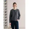 Estilo simple, cuello redondo, manga raglán, suéter corto de punto para mujer, nueva colección de otoño 2026, chaqueta suéter de corte holgado, 25738