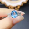Anillo Popular de Topacio Natural al por Mayor de Fábrica Plata S925 Incrustado Piedra Principal 7*9 Joyería de Lujo Venta Directa de Fábrica