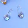 Fangxing Pendientes de Plata de Ley S925 con Cristales Corazón para Mujer Estilo Europeo y Americano Moda Sencilla Personalidad Pendientes con Forma de Corazón Pendientes de Corazón de Melocotón