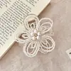 Té Blanco Moonlight~ Pasador de Flor de Perla Estilo Coreano para Mujer, Elegante Pasador para Recogido, Pinza de Tiburón Accesorios para el Cabello