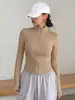 Moda Femenina Transfronteriza Estilo Europeo y Americano Ajuste Delgado Cuello Alto Cremallera Chaqueta Corta Chaqueta Deportiva Casual para Mujer Top Elástico Adelgazante