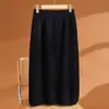 Falda Midi de Punto 100% Lana para Mujer, Talla Pequeña, Falda Recta Ajustada, Blanca, Otoño/Invierno, Falda Adelgazante