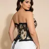 Top corsé de talla grande para mujer con estampado de jacquard estilo pintura al óleo, diseñado para usarse sobre otras prendas, con cintura ajustada y efecto adelgazante, disponible en talla 4XL