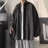 Camisa de Manga Larga Simple Artística de Primavera y Otoño para Hombre Estilo Hong Kong Versátil Holgada Casual Sentido del Diseño Moda Hip-hop Callejera