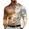 Camisa casual de manga larga estampada con cuello camisero transfronteriza, nueva moda trendy para hombre