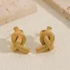 Pendientes Europeos y Americanos Exagerados de Oro Cepillado para Mujer Pendientes de Diseño de Nicho de Gama Alta Pendientes de Acero Inoxidable Venta al por Mayor