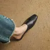 Pantuflas de Mujer Verano Lavado Piel de Vaca Punta Cerrada, Cómodas, Suaves, Versátiles Pantuflas Planas, Sandalias de Mujer de Cuero Genuino Talla Grande