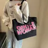 Nova Bolsa de Lona de Grande Capacidade Moda Feminina Versátil Bolsa de Ombro Único Bolsa de Mão para Estudante Aula Estilo Preguiçoso Bolsa Tote