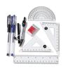 15cm saco conjunto régua estudante escritório desenho régua transparente plástico régua conjunto bússolas borracha caneta gel