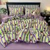 Juego de Cama de Hilo Bouclé Estilo Nuevo 2026 de Cuatro Piezas, Estilo Ins con Encaje de Pompón, para Dormitorio de Estudiante, Juego de Tres Piezas