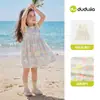 100% Algodón Vestido de Verano para Niña Dudu Home Cuello de Muñeca Vestido de Princesa Ropa de Verano Falda para Niña