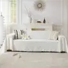 Funda de Sofá de Hilo de Algodón Estilo Crema Completamente Cubierta Antideslizante Resistente al Desgaste Tejido de Gofre para Sofá Cubierta Completa de Una Pieza Tela para Sofá