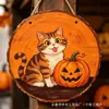Placa de Madeira de Gato Engraçado para Halloween Transfronteiriça Estilo Americano Abóbora Gato Preto Decoração Atmosfera Festiva Artesanato