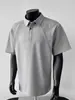 Camiseta tipo polo de manga corta con hombros rectos y retazos estilo americano para hombre, nuevo modelo de verano con diseño de capa de aire, top moderno de media manga