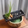 Hao Shi Zhai Piedra Dorada Negra Paisaje de Cascada Accesorios para Acuario y Patio Plato de Paisaje de Cascada de Circulación de Agua