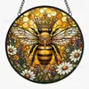 Decoración colgante de vidriera de abeja de jardín vintage transfronteriza, Atrapasoles de vidrio pintado translúcido para ventana, Decoración de pared para balcón