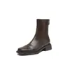 Súper cómodas~Botines cortos para mujer, nuevo estilo otoño e invierno 2025, forrados de felpa, tacón grueso, botas elásticas ajustadas para mujer