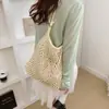 Bolso tejido de diseño nicho casual estilo coreano, bolso hecho a mano de gran capacidad para el trabajo, versátil bolso de paja casual estilo francés