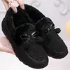 Ropa de invierno para exteriores, zapatos de una pieza para mujer con forro cálido de forro polar, slip-on, zapatos de algodón, modernos y versátiles, zapatos tipo bean, transmisión en vivo de celebridad de internet