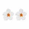 Pendientes de Esmalte Coloridos con Forma de Flor, Estilo Dulce y Fresco para Fiestas, con Diamantes y Perlas, Pendientes de Pétalos de Lujo Ligero y de Alta Gama para Mujer