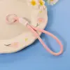 Pin Frijol Tejido a Mano Corto Lanyard para Llaves Llavero de Muñeca Simple Colgante de Bolsa de Color Material Accesorios