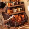 Estante de Exhibición Estante de Almacenamiento de Escritorio Estante para Snacks de Encimera de Mesa de Comedor de Cocina Organizador Multicapa Caja para Bolsitas de Té Soporte para Tazas de Mesa de Centro
