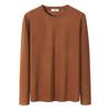 Camiseta de manga larga con cuello redondo para hombre, con forro polar, holgada, ajustada, moderna, informal, para otoño e invierno, nueva camisa de terciopelo de doble cara de color liso