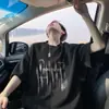 Camiseta de Manga Curta Mousse Cinza Algodão Puro Pesado Verão 2025 Novo Estilo Japonês Retrô Cityboy Tamanho Grande