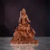 Estátua Sentada de Manjushri e Samantabhadra Bodhisattva de Cobre Mini Huayan Três Santos Buda Artesanato Decoração para Mesa de Escritório em Casa