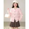 Cardigan de Tricô Listrado Color Block Estilo Coreano Feminino Outono Inverno Nova Marca Pequena Solto Preguiçoso Gola Redonda Casaco Suéter