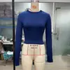 Camiseta nueva de primavera para mujer, moda europea y americana, camiseta básica de color liso con cuello redondo, top ajustado de manga larga para mujer