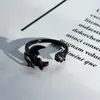 Anel Escuro de Zircônia Estilo Gótico Nicho Borboleta Fantasma Estilo Sem Gênero Lua de Sangue Punk Empilhável Dedo Indicador