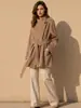 Casaco de Lã Heying Outono/Inverno 2026 Casual Curto de Lã Gola Alta Casaco Petite Feminino Casaco de Tencel para Mulheres