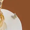 Pendientes de Clip para Oreja de Mariposa de Diamante Microincrustado de Zircón Exquisitos y Delicados de Dongdaemun Corea, Pendientes de Gama Alta Súper de Hada y Brillantes para Mujer